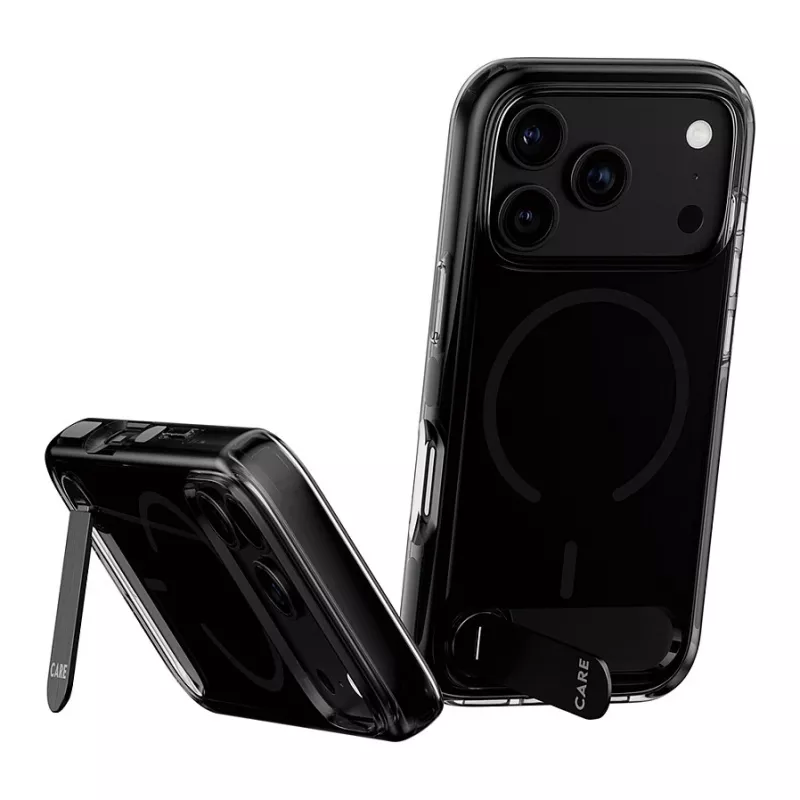 CARE by PanzerGlass Kickstand Case Smokey ar Black MagSafe iPhone 17 Pro Max