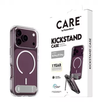 CARE by PanzerGlass Kickstand Case caurspīdīgs ar baltu MagSafe iPhone 17 Pro