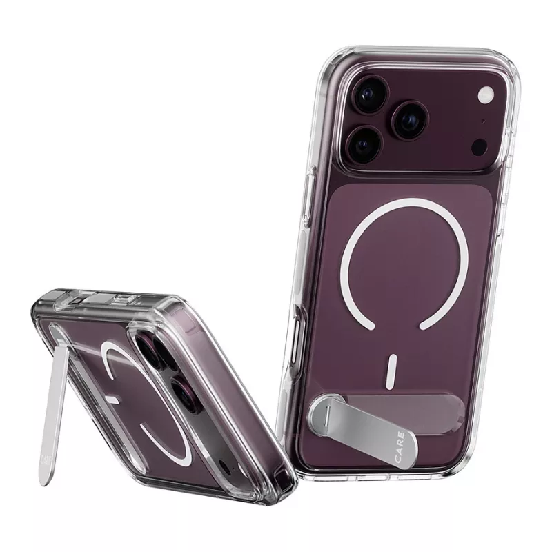 CARE by PanzerGlass Kickstand Case caurspīdīgs ar baltu MagSafe priekš iPhone 17 Pro Max