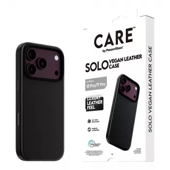 CARE by PanzerGlass Solo vegānas ādas futrālis melns ar MagSafe iPhone 17 Pro