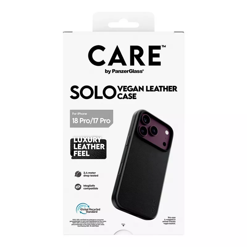 CARE by PanzerGlass Solo vegānas ādas futrālis melns ar MagSafe iPhone 17 Pro