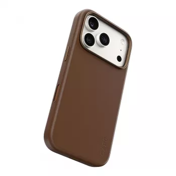 CARE by PanzerGlass Solo vegānas ādas apvalks brūns ar MagSafe iPhone 17 Pro