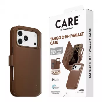 CARE by PanzerGlass Tango 2-in-1 maciņa futrālis, brūns, ar MagSafe, iPhone 17 Pro Max