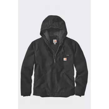 Carhartt vīriešu mazgāta pīles auduma jaka ar šerpu oderi, melna, L izmērs