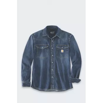 Carhartt WIP Montana Denim Relaxed LS krekls Wyatt - vīriešu džinsa krekls ar garām piedurknēm