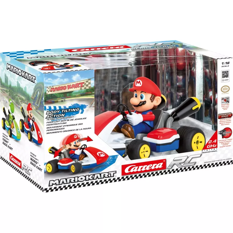 Carrera RC Mario Kart - Mario sacīkšu karts ar skaņu, sarkans/zils, 1:16
