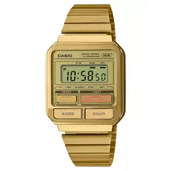 CASIO A120WEG-9AEF Sieviešu Vintage Digitālais Pulkstenis, 33,5 mm, Zeltains