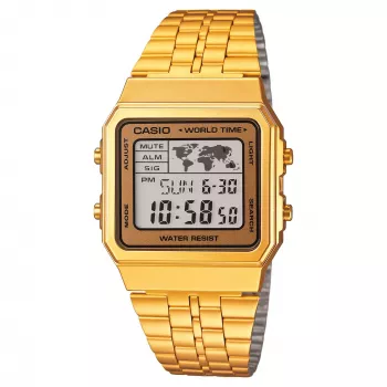 CASIO A500WGA-9 Vīriešu Digitālais Pulkstenis 39mm Zeltains Nerūsējošais Tērauds