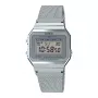 CASIO A700WM-7A Unisex Digital Pulkstenis - 37,4mm Sudraba Milānas siets