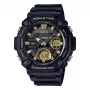 CASIO AEQ-120W-9A Vīriešu analogā-digitālā rokas pulkstenis, 53.3 mm, melns sveķu korpuss, melna sveķu siksniņa, zelta akcenti