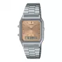 CASIO AQ-230A-4A Unisex Analog-Digital Watch, 38,8mm, Silver-tone Case, Red Dial, Stainless Steel Band