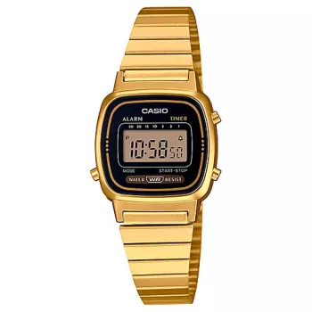 CASIO LA-670WGA-1DF Sieviešu digitālais pulkstenis zelta krāsā, sveķu/nerūsējošā tērauda