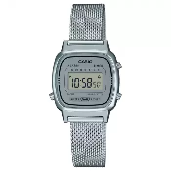 CASIO LA670WEM-7DF Sieviešu digitālais pulkstenis sudraba krāsā 30,3mm