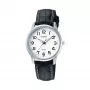 CASIO LTP1303PL7BVE Unisex Analog Watch - Nerūsējošā tērauda korpuss, melna ādas siksniņa, 50m ūdensizturība