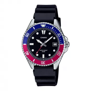 CASIO MDV-10-1A2VEF vīriešu analogais kvarca pulkstenis 38,5 mm melns sveķi
