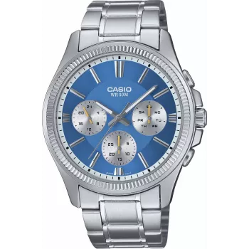 Casio MTP1375PD2A2V vīriešu analogais kvarca pulkstenis, zils ciparnīca, nerūsējošais tērauds, 43.8 mm