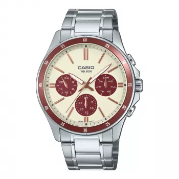 Casio MTP1374D5A2VD vīriešu analogais pulkstenis ar nerūsējošā tērauda korpusu un brūnu ciparnīcu