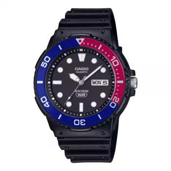 CASIO MRW-230H-1E2 vīriešu analogais pulkstenis ar sveķu siksniņu, 47,9 mm korpuss, melns ciparnīca, 100 m ūdensizturība