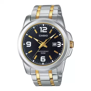 CASIO MTP-1314SG-1A vīriešu analogais kvarca pulkstenis ar nerūsējošā tērauda korpusu un aproci, 44,9 mm