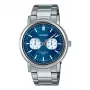 Casio MTP-E335D-2E1VD vīriešu analogais kvarca pulkstenis ar zilu ciparnīcu, nerūsējošā tērauda aproci, 47.6 mm