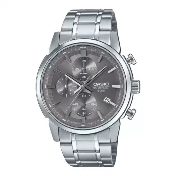 CASIO MTPE510D8AVDF Vīriešu analogais kvarca pulkstenis 42mm nerūsējošais tērauds pelēks ciparnīca