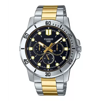 CASIO MTPVD300SG1EU Vīriešu analogais kvarca pulkstenis 45mm Nerūsējošais tērauds Divkrāsu Sudrabs/Zelts