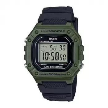 CASIO W-218H-3AVDF Digitālais kvarca pulkstenis – zaļš sveķu korpuss, 50m ūdensizturība, LED fona apgaismojums