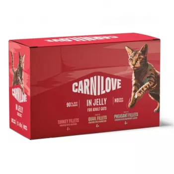 CAV CARNILOVE Cat Pouch Jelly Multipack 12x85g Slapjā barība kaķiem, bez graudiem, pieaugušiem, dažādas garšas