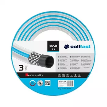 CELLFAST 10-421 PLUS 30 m 1/2 collas 3 slāņu PVC dārza šļūtene pazemes zila/balta