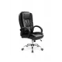 CHAIR RELAX 75x64x110-118 cm Melns Ergonoms Biroja/Spēļu krēsls ar PU ādu, regulējamu augstumu, atzveltni līdz 150°, integrētu spilvenu galvas un jostas atbalstam, 120 kg slodze
