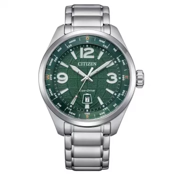 CITIZEN Eco-Drive Vīriešu Pulkstenis AW1830-88X 42,6mm Nerūsējošais Tērauds Zaļš Ciparnīca