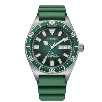 CITIZEN vīriešu automātiskais nirējpulkstenis NY0121-09X 41mm zaļš ciparnīca gumijas siksniņa