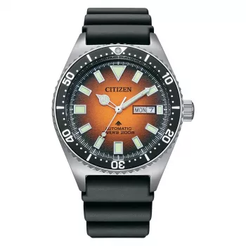 CITIZEN vīriešu automātiskais pulkstenis NY0120-01Z 41mm oranžs ciparnīcas poluretāna siksniņa
