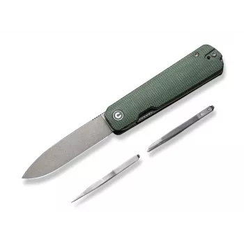 CIVIVI Sendy salokāmais nazis Micarta Green Drop Point Sandvik 14C28N