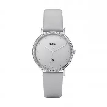 CLUSE Minuit sieviešu pulkstenis 33 mm rozā zelta nerūsējošais tērauds pelēka āda