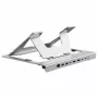 Conceptronic DONN35S Laptop Statīvs ar 7-in-1 USB-C Dokošanas Staciju, Dual HDMI 4K60Hz, GbE, USB-C 5Gbps, 2x USB-A, 100W PD, Sudraba