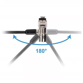 Conceptronic NBT Nano-Lock Dual klēpjdatora kombinācijas slēdzene, 4 cipari, 1,8 m tērauda trose, melna/sudraba