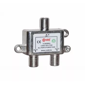 CORAB 2-Way RF signāla sadalītājs 5-2400 MHz ar DC strāvas caurlaidi
