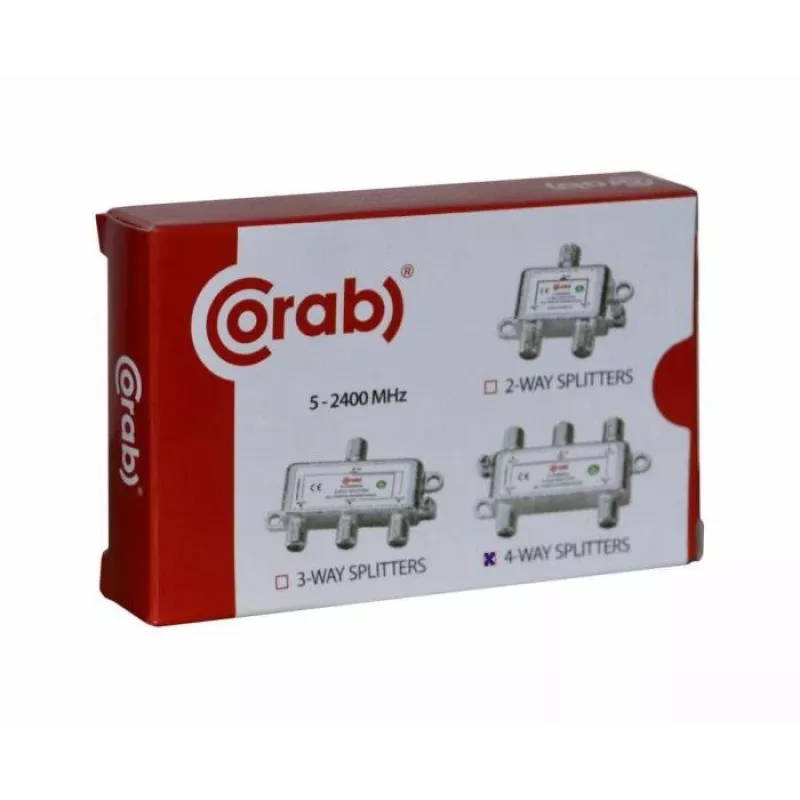 CORAB 4-virzienu TV/SAT signāla sadalītājs 5-2400 MHz ar DC caurlaidi