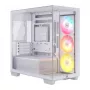 CORSAIR 2800X RS-R ARGB Micro-ATX Dual Chamber Cube Case, White, ar panorāmas rūdītu stiklu un 2x LL120 RGB ventilatoriem