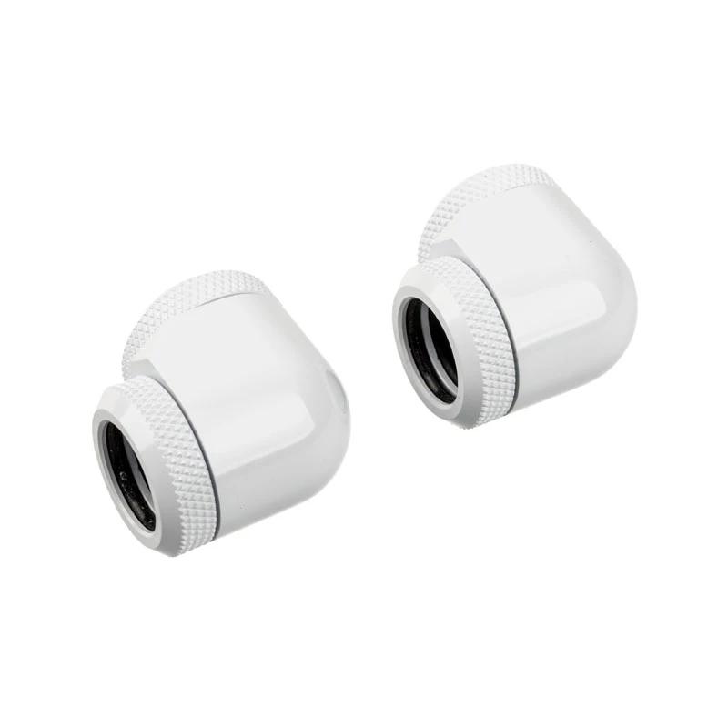 Corsair Hydro X Series XF Hardline 90° 14mm OD - Angled Mounting Adapter for Liquid Cooling System - White (Pack of 2)