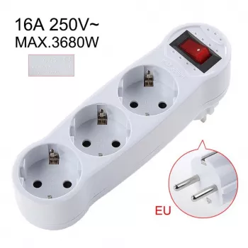 CP EU3 Perfect Travel Slim 180° eiro kontaktligzdu paplašinātājs uz 3× ligzdu 250V 16A Melns