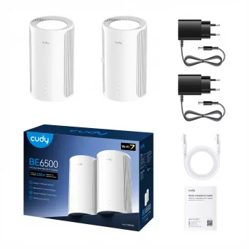 Cudy BE6500 2.5G Mesh Wi-Fi 7 sistēma – 2 komplekts