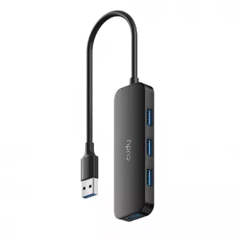 Cudy UH40A PortMate USB-A līdz 4 portu USB 3.0 Hub 5Gbps Tikai Dati Plastmasas Kompakts Melns