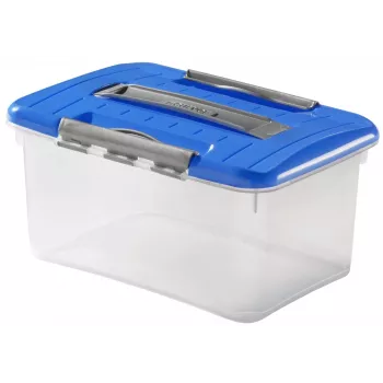 Curver Optima 15L uzglabāšanas kaste ar vāku un rokturi, caurspīdīga/zila