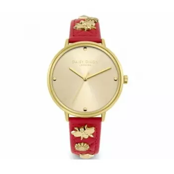 Daisy Dixon sieviešu pulkstenis DD133PG ar analogo kvarca mehānismu, 38mm, rozā zelta ciparnīca, rozā mākslīgā āda