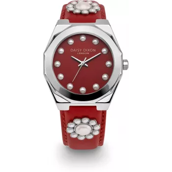 Daisy Dixon sieviešu DD136PS analogais kvarca pulkstenis - 36mm rozā zelta toņa korpuss, rozā ciparnīca, rozā mākslīgās ādas siksniņa
