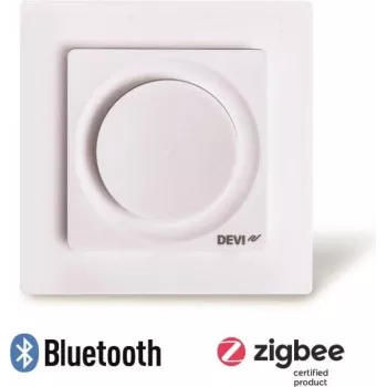 DANFOSS DEVI DEVIreg Display Connect programmējams viedais termostats ar lietotnes vadību, skārienekrāns, polāri balts (RAL 9016)