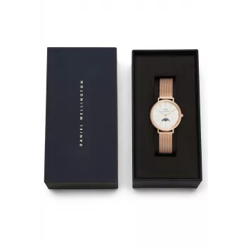DANIEL WELLINGTON Petite Lumine 32mm Sudraba pulkstenis ar pērlmātes ciparnīcu un sudraba sieta siksniņu DW00100773