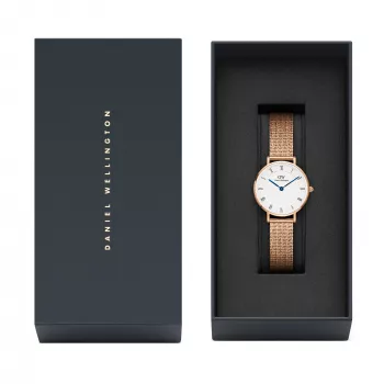 DANIEL WELLINGTON Petite Lumine Sieviešu Pulkstenis 28mm Roze Zelts Nerūsējošais Tērauds Balts Pērļu Mātes Ciparnīca